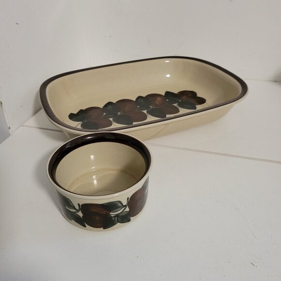 Two Vintage 70's Arabia of Finland Casserole and Sauce Bowl Ruija Pattern - Picture 1 of 4